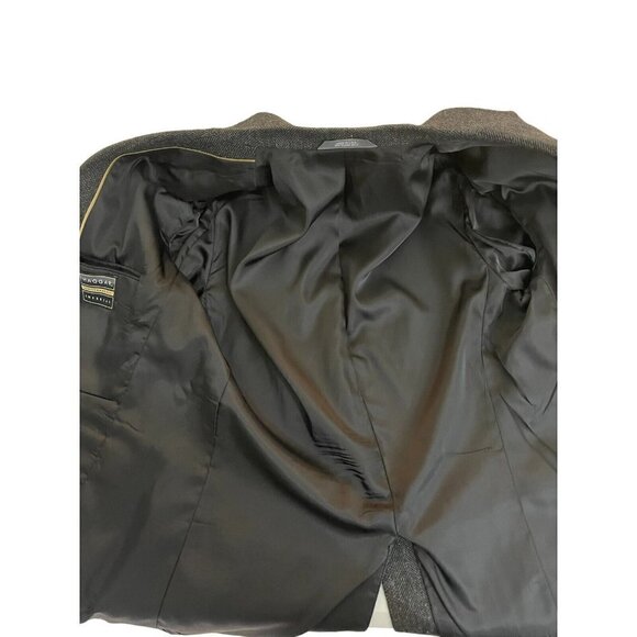 Haggar Men's Blazer Jacket 44L Charcoal Gray Wool Herringbone Made in USA - Picture 5 of 15